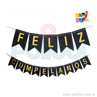 Banderín Feliz cumpleaños negro